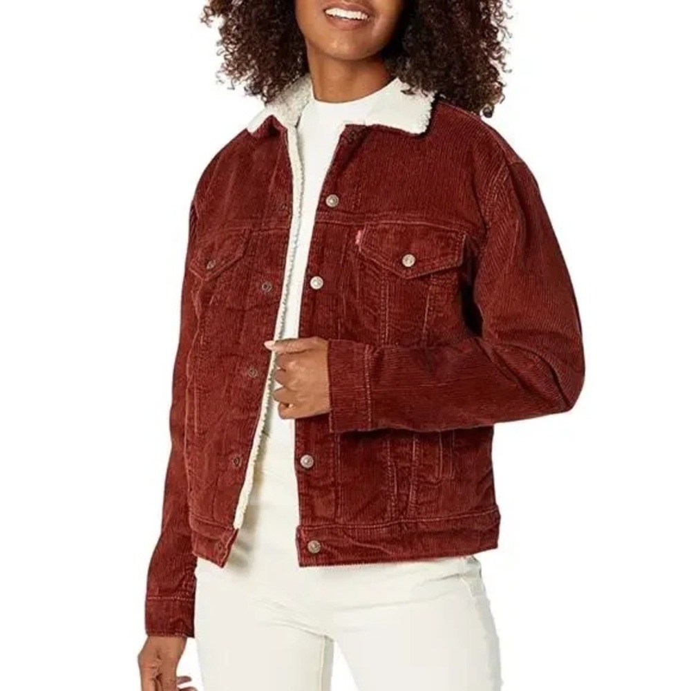 Levi's Rust Corduroy Sherpa-Lined Jean Jacket
